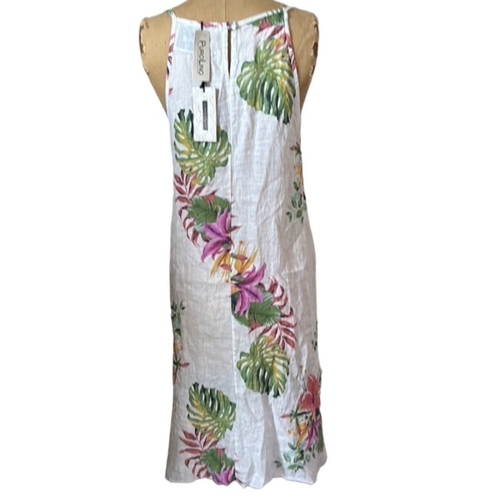 Lungo L'arno Floral Palm Linen Dress Womens nwt - Picture 3 of 11